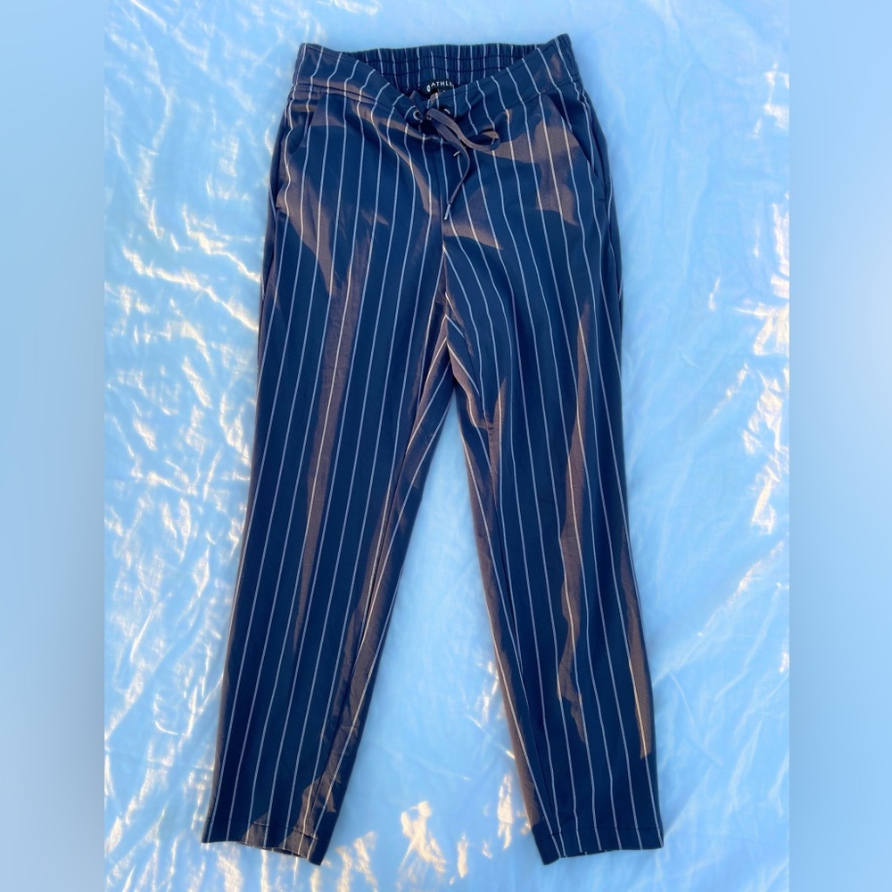 Athleta Midtown Striped Navy Ankle Pants Women’s Size 4